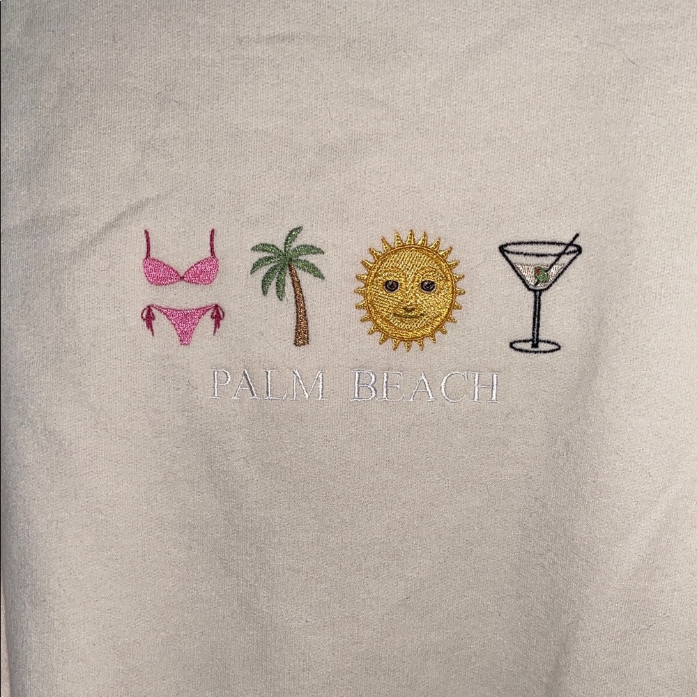 Women's Cream Embroidered design /  Palm Beach Sweater - Picture 2 of 5